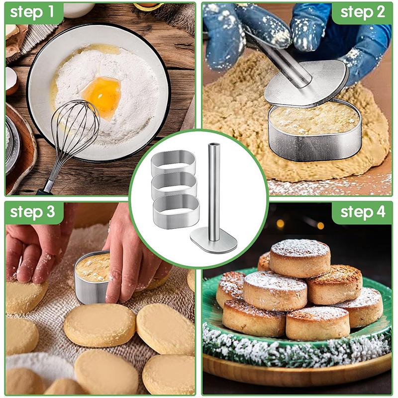 Ανοξείδωτο Πιεστήριο Pulburon Με Ωθητήρα Εργαλεία Διακόσμησης Τούρτας DIY Δαχτυλίδι Φόρμας Μους Τούρτας Δαχτυλίδια Μαγειρικής Εργαλεία Ψησίματος