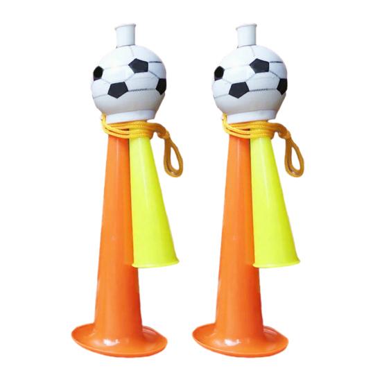 2Pcs Soccer Horn for Kids, 3 Tone Cheering Noise Maker for Sports Game, Handheld Football Shaped Trumpet for Stadium, Fan Party Supplies