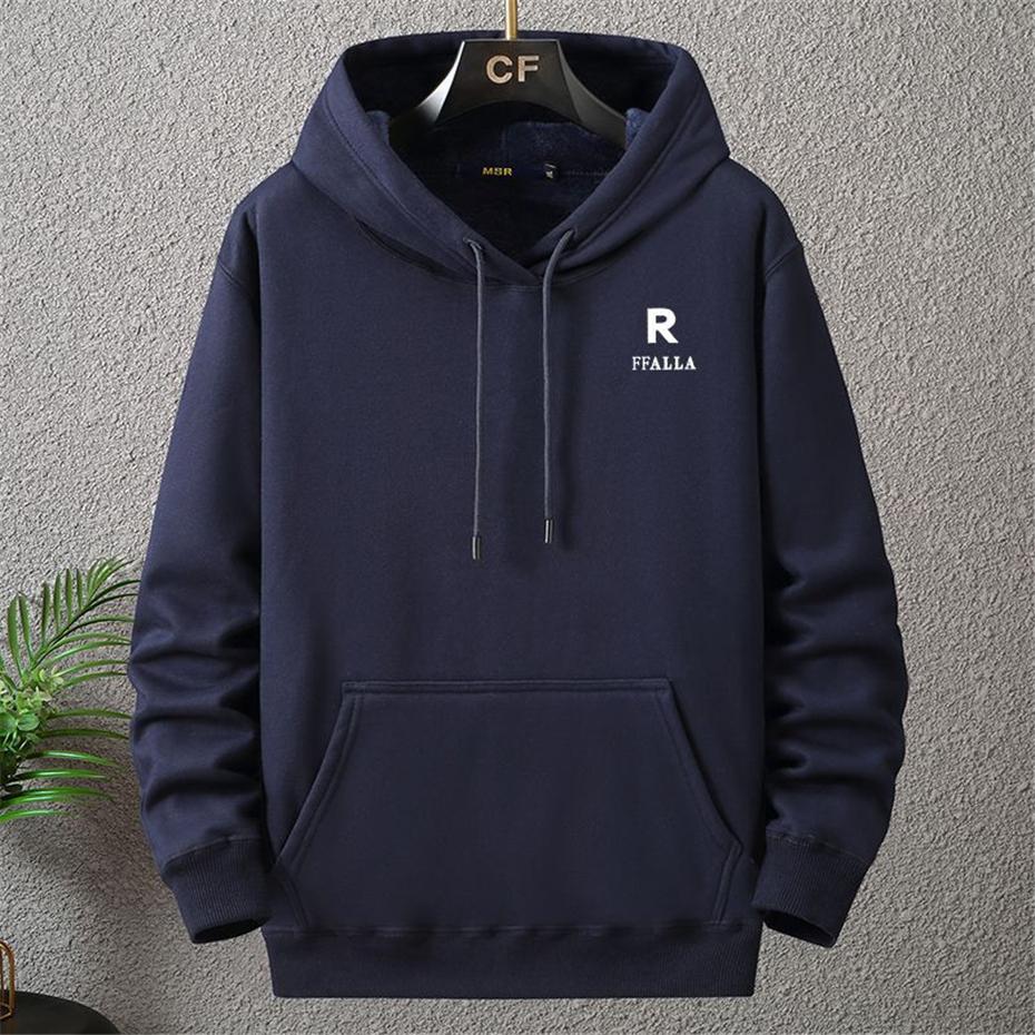 Basic-letter Men Hoodie Front Tiny Letter Logo Chest Print, Clean Minimal Graphic, Thick Fleece Pullover Sweatshirt for Outdoor Day Trips