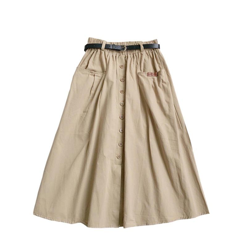 

Женское повседневное ретро платье с высокой талией, однотонное, свободного кроя, с поясом и карманом One Size абрикосовый