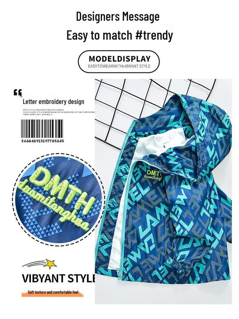 Boys' Trendy Spring/Autumn 2025 Windbreaker - Korean Style Outerwear for Kids