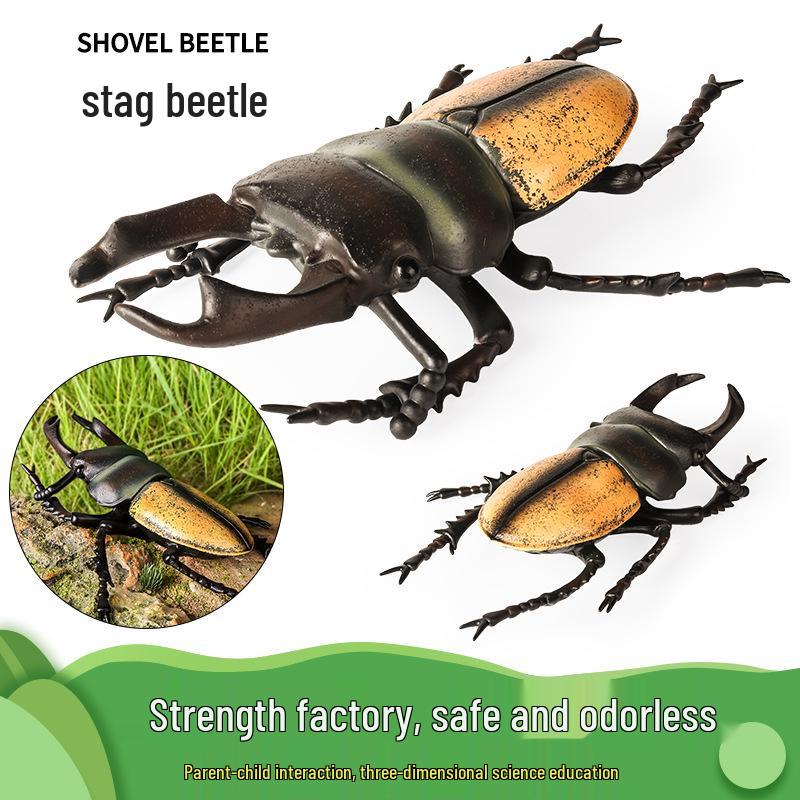Large Soft Insect Model: Stag Beetle, Rhinoceros Beetle, Grasshopper, Mantis Toy for Kids