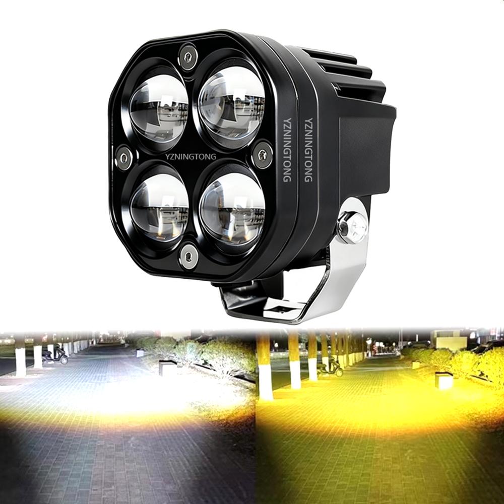Super bright 3 Inch Motorcycle Led Headlight 200W Dual Color LED Spotlights Accessory For Truck Car SUV ATV 30000LM 12V Fog lamp P1 1 PCS Light