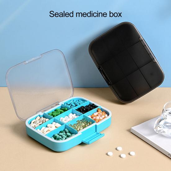 Yousheng Pill Box 9 Compartments Moisture-proof Large Capacity Transparent Design Pill Organizer for Home Travel
