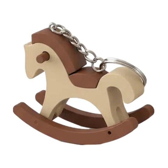 3D Printed Rocking Horse Figurine Miniature Cartoon Rocking Horse Keychain Statue Home Office Living Room Desktop Decoration Ornament