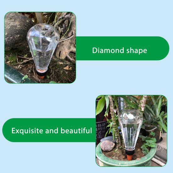 Plant Watering Bulb Diamond Shape Self Watering Planter Insert Spikes Drip Device Automatic Plant Waterer for Outdoor Indoor Plants