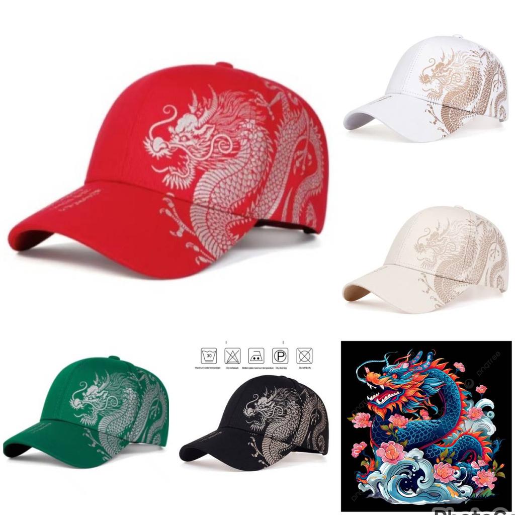 Cappellino da Baseball Stampato con Drago Cinese Dorato Unisex Uomo Donna Snapback Primavera Autunno Esterno Regolabile Cappello Casual Punk Rock Gotico Hip Hop