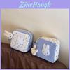 Blue Check Miffy Rabbit Storage Bag With Polyester Material For Casual Daily Use