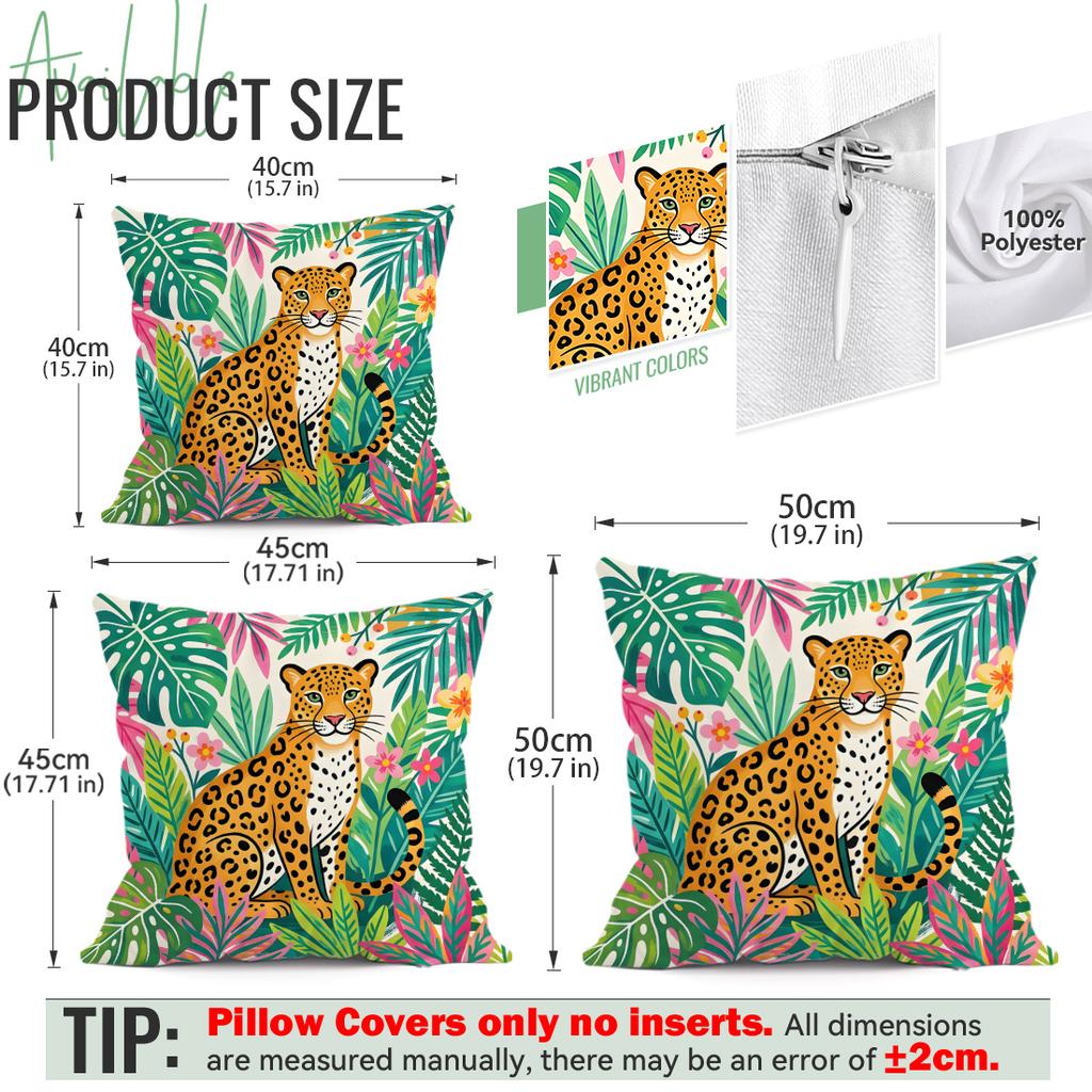 Toucans Leopards Zebras Pillowcase Printed Polyester 40/45/50Cm Throw Pillowcover Decorative Sofa Cushion Pillowslip Home Decor