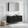 Bathroom Furniture Set 4 Pcs Black Oak Engineered Wood and Glass