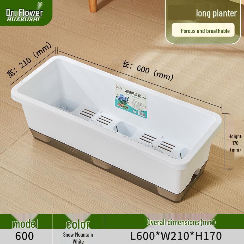 Rectangular Indoor/Outdoor Plastic Planter with Water Tray for Vegetables and Flowers