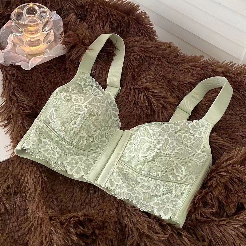 Sexy Front Closure Lace Thin Cup Bra with Full Coverage to Prevent Sagging and Side Boob for Women