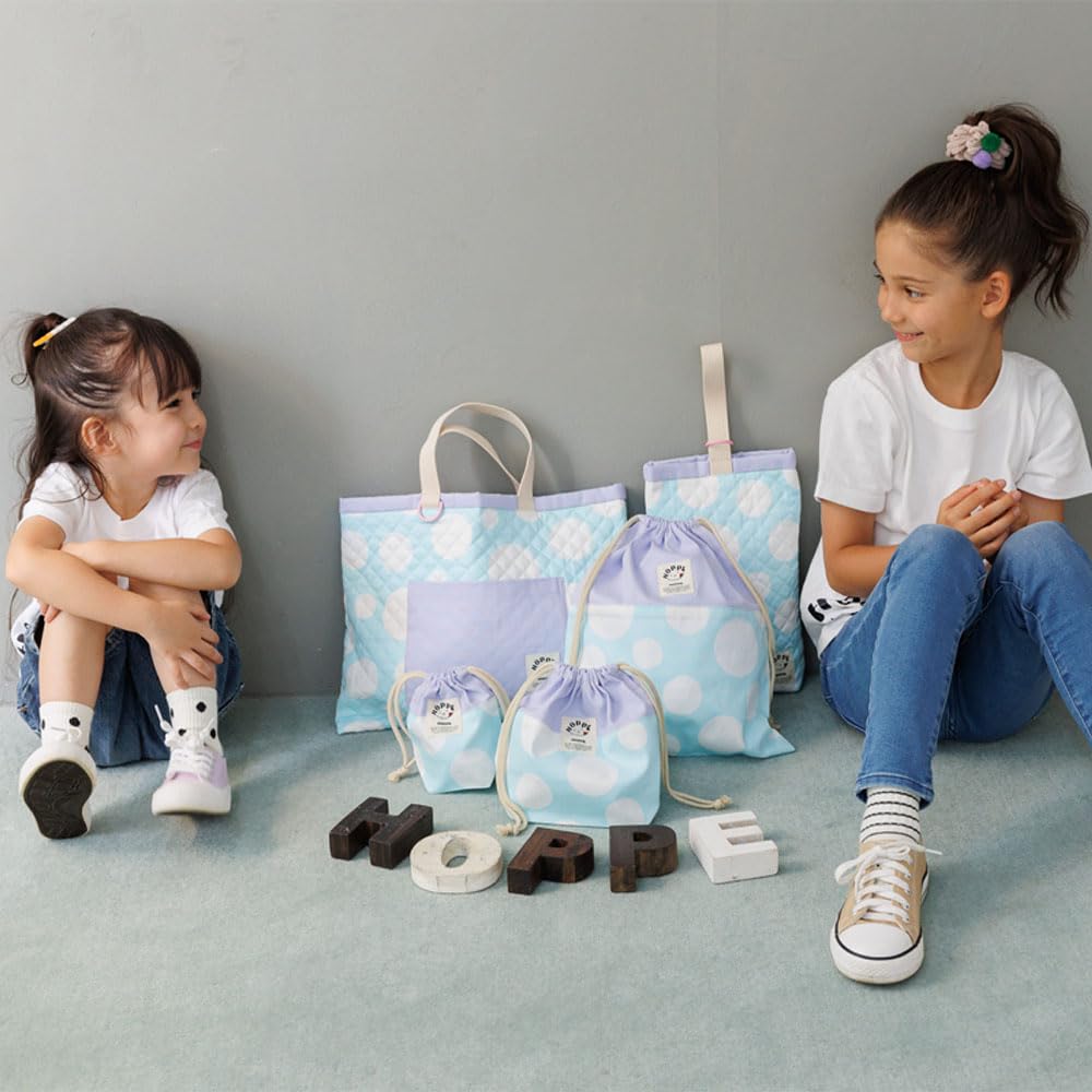 HOPPE Navy Dot Schule Kordelzug und Schuh Perfekt für Vorschule und 5-teiliges Set Tasche, Tasche, Tasche. Kindergarten.