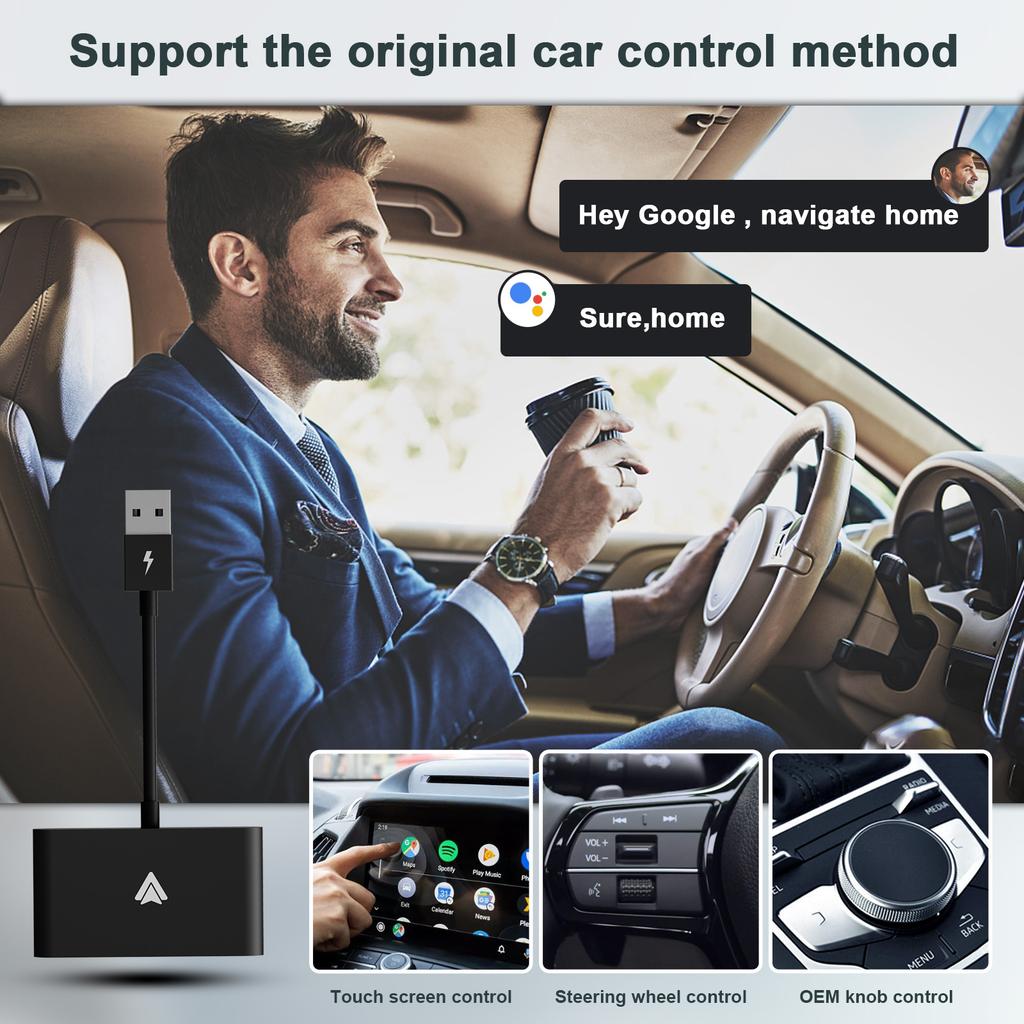 THT-020-2+ Android Auto Wireless CarPlay Adapter Android Auto Wired To Wireless Converter Support USB and Type-C Port