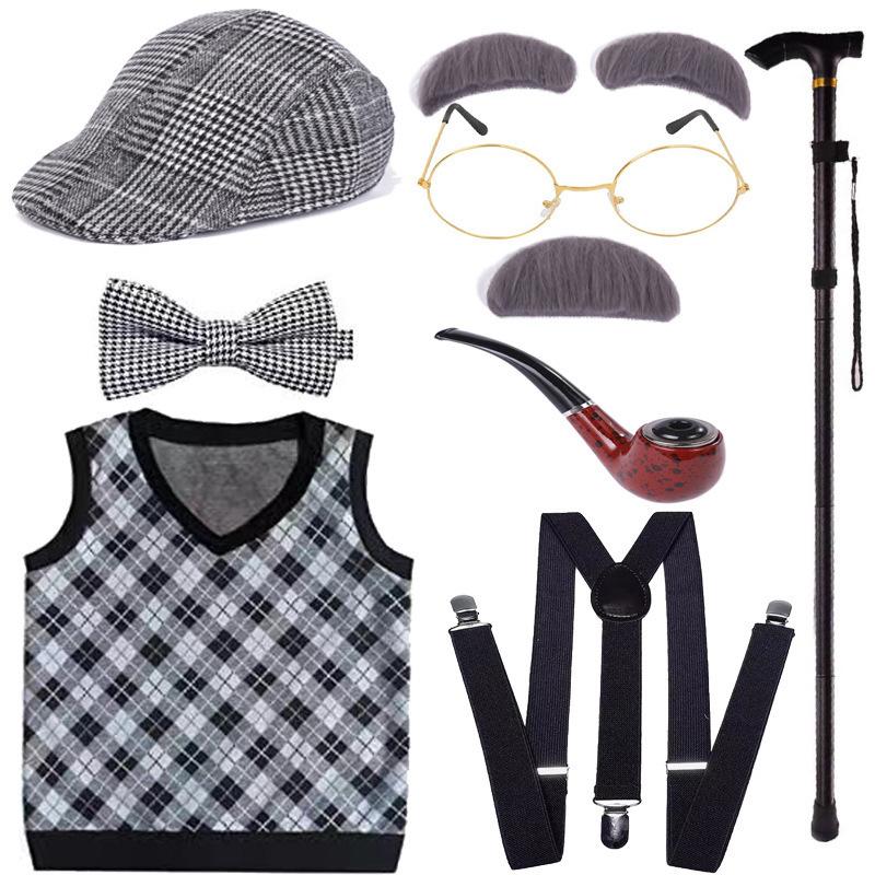 Halloween New Children's Grandpa Costume Grandpa Vest Suit Party Dress Up Costume