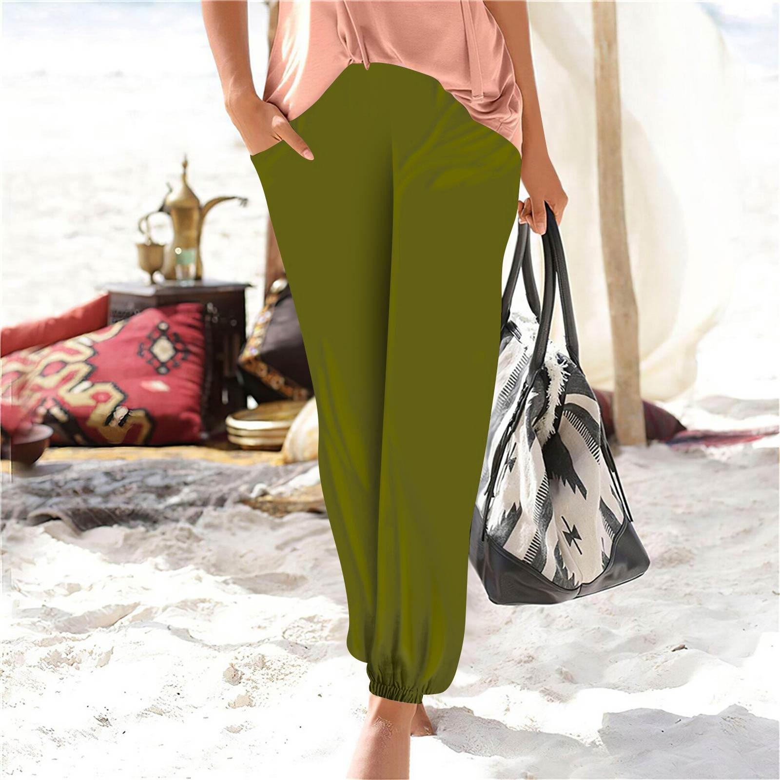 

Women s Casual Fashion Straight Leg Pants Pants With Pockets L армія зелений колір