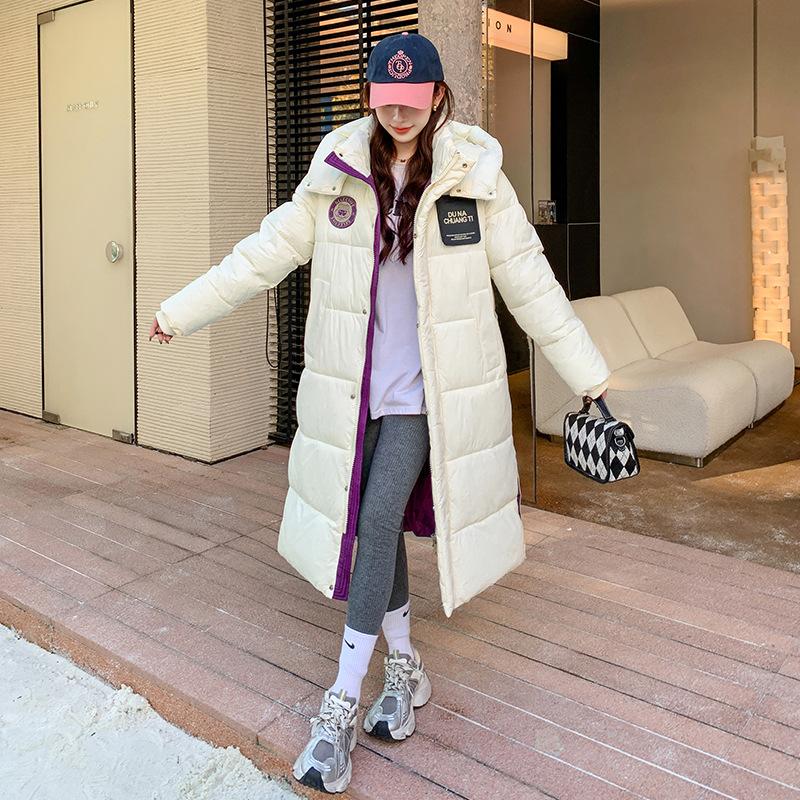 

Хлопковая одежда женские модели средней длины 2025 новая зимняя мода с капюшоном утолщенная теплая хлопковая куртка куртка-пуховик женская женская XXL белый