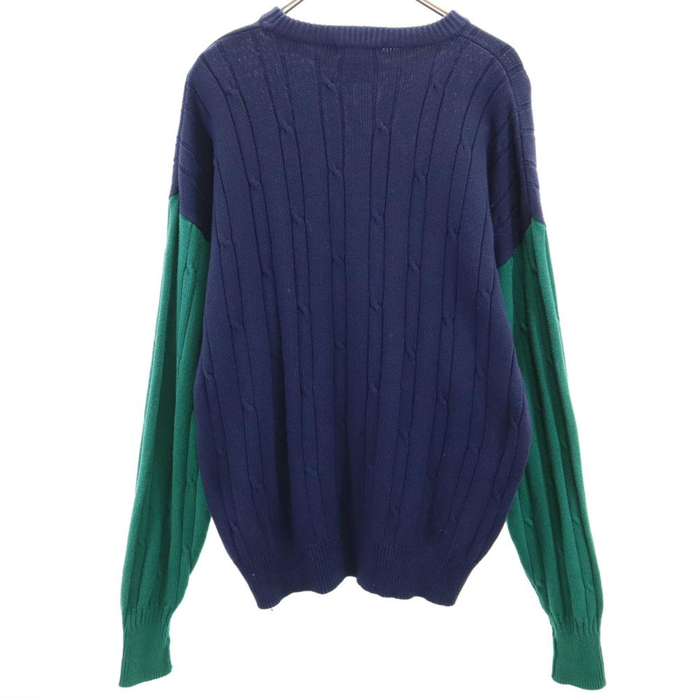 NAUTICA 90s Cotton Old By color Long sleeve sweater M Navy knit Men's Used