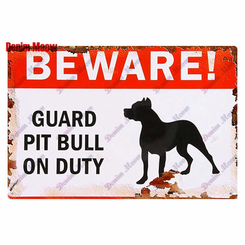 Vintage Beware of Dog, Metal Sign, Warning Danger, Protected Pit Bull Dog, No Bal, Wall Decor, Private Area Decoration, WY45