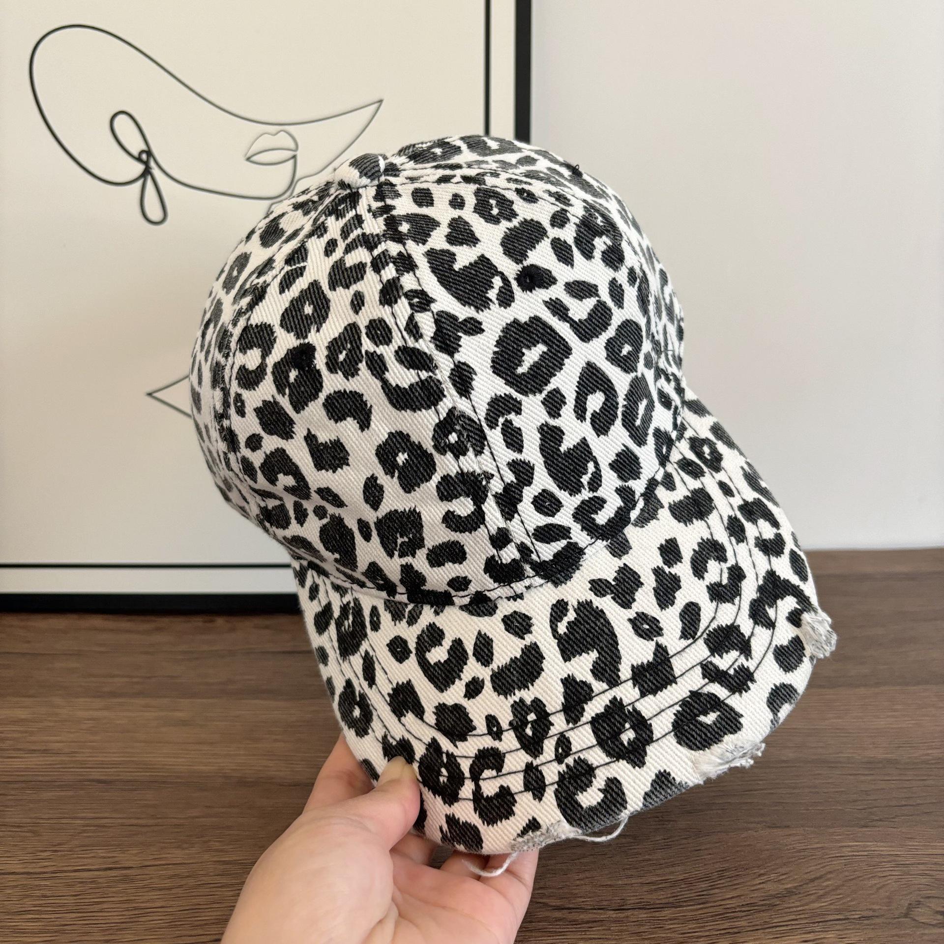 

Women s Leopard Print Baseball Cap - European & American Street Fashion Hip-Hop Duckbill Adjustable білий