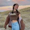 O-Neck Crop Tops Women Summer Fashion COWGIRL Print Casual T Shirts Basic Sexy Streetwear Brown Short Sleeve Picnic Ins