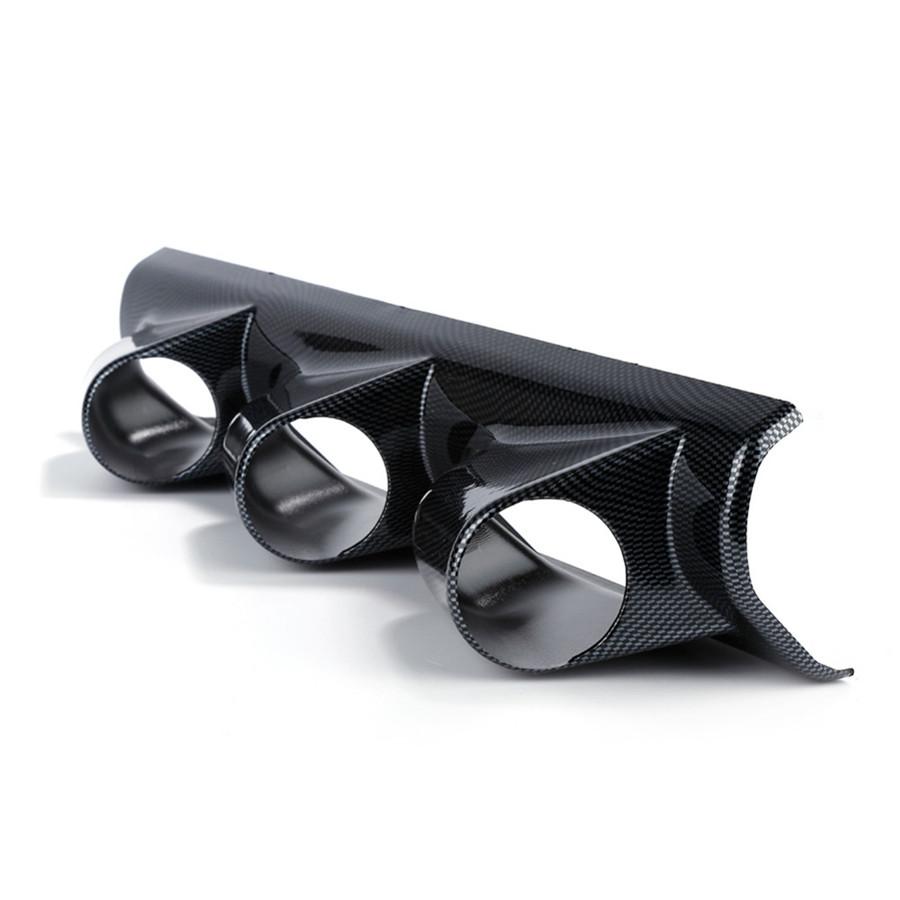 Carbon Fiber Look Car Dash 3 Hole Triple Gauge Meter Mount Holder Pod 52mm