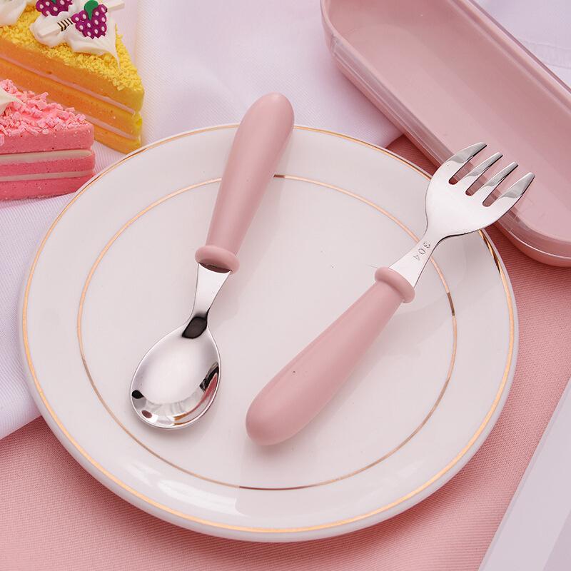 Baby Gadgets Tableware Set Children Cutlery Cartoon Food Feeding Spoon Fork