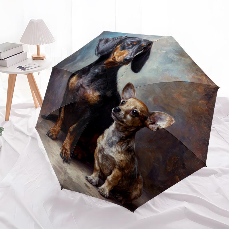 1 PC Automatic Folding Umbrella - Dogs Pattern, Portable & Foldable Design with 8 Ribs, Christmas Birthday Gifts