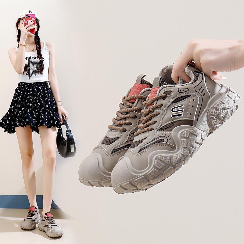 Fashion Women's Casual Sneakers Platform Spring Autumn Fashion Sports Shoes Lace-up Mesh Breathable Comfortate Ladies Running Shoes