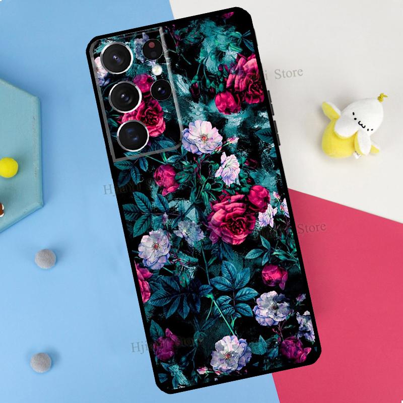 Red Rose Flower Phone Case For Samsung Galaxy S23 S22 Ultra Note 20 10 S8 S9 S10 Plus S20 FE S21 FE Cover