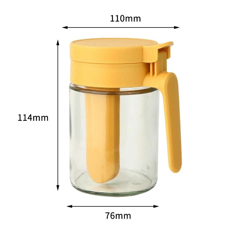 Haushaltsküche Feuchtigkeitsgeschütztes Gewürzglas Salzbehälter 2 in 1 Glas Gewürzflasche Löffel Trennung Glas Gewürzdose
