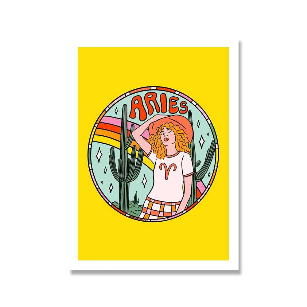 Przytulny abstrakcyjny plakat ścienny sztuka drukuj przyszłość wszechświat marzycielka dziewczyna kaktus różowy pomysł podróż pocztówki płótno malarstwo wystrój domu