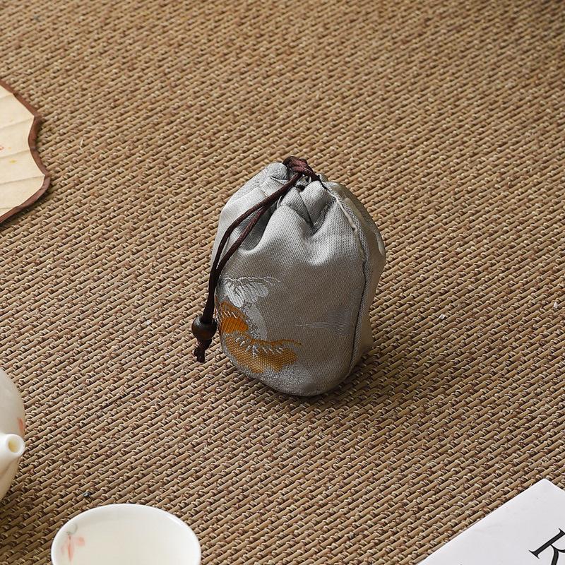 Vintage Portable Storage Bags Chinese Style Teacup Drawstring Cloth Pouch Jewelry Teaware Organizer Pouches Protective Sleeve