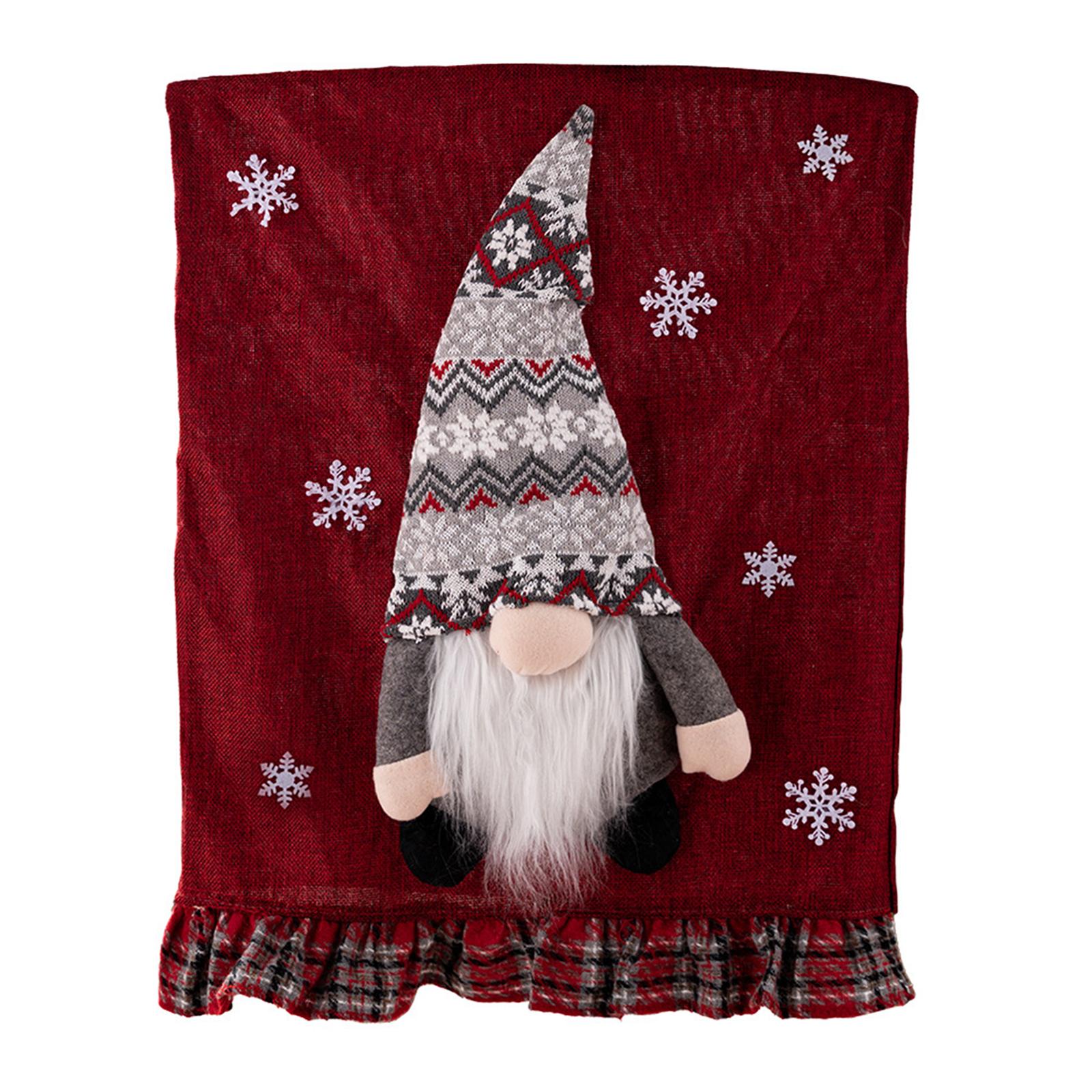 

Christmas Chair Cover Faceless Gnome Doll Chair Back Cover Xmas Dining Chair Cover for Christmas Holiday Festival Decor