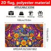 1 extra large Diwali decoration flag  dark purple background Indian festival party banner  floral pattern
