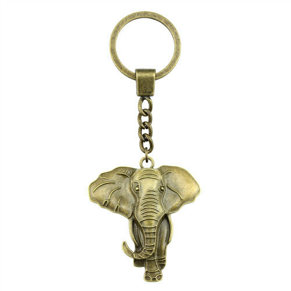 Pendentifs Porte-clés Éléphant Amoureux des Animaux Bijoux en Métal Artisanat Anneau 30mm