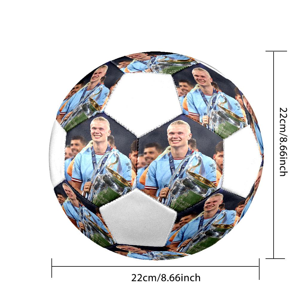 Erling Size 5 Soccer Ball, Machine-Stitched PVC, Durable & High Bounce, All Ages Fit, Fan Merchandise, Matches & Outdoor Use.
