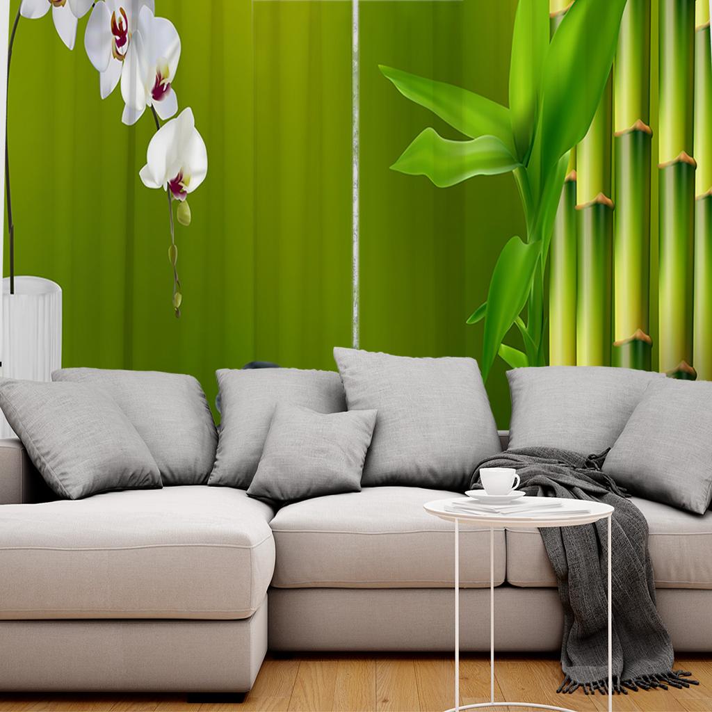 Bambus Chinezesc Zen Verde Lumânare Pietricele Flori Perdele Fereastră Perdele Peisagistice pentru Sufragerie Obiecte Decorative Sufragerie