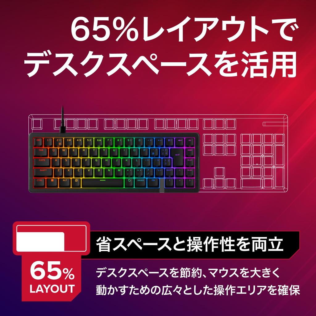 HyperX Origins 2 Pro 65 Gaming Rapid Japanese Official Japanese Distributor Keyboard, Trigger, Layout, Wired, Product, BN7S3AA#ABJ
