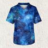 Men's Printing Short Sleeve V-neck Working Blouse Chest Pocket Carer Top