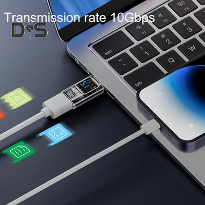 USB C/Type-C Adapter 36/60W Digital LED Display USB 3.2 10Gbps Fast Data Transfer Adapter High-Power Charging Intelligent Adapter for Tablet Smart
