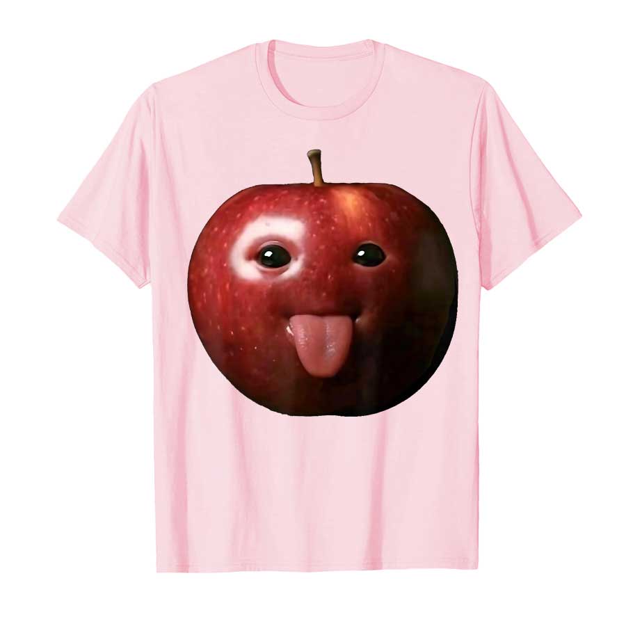 Funny Silly AI Apple Gen Z Meme BrainRot Humor Tongue Out T-shirt For Men Women 100% Cotton T Shirts Short Sleeve Tops P470
