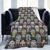 Mexican Skull Pattern Blanket Cover Halloween Spooky Design  Flannel Throw Blanket Bedroom Sofa Decoration Lightweight Bedsprea
