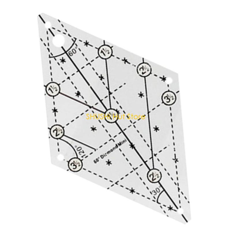 60 Degree Quilting Template Ruler Acrylic Patchwork Ruler for Sewing D57B