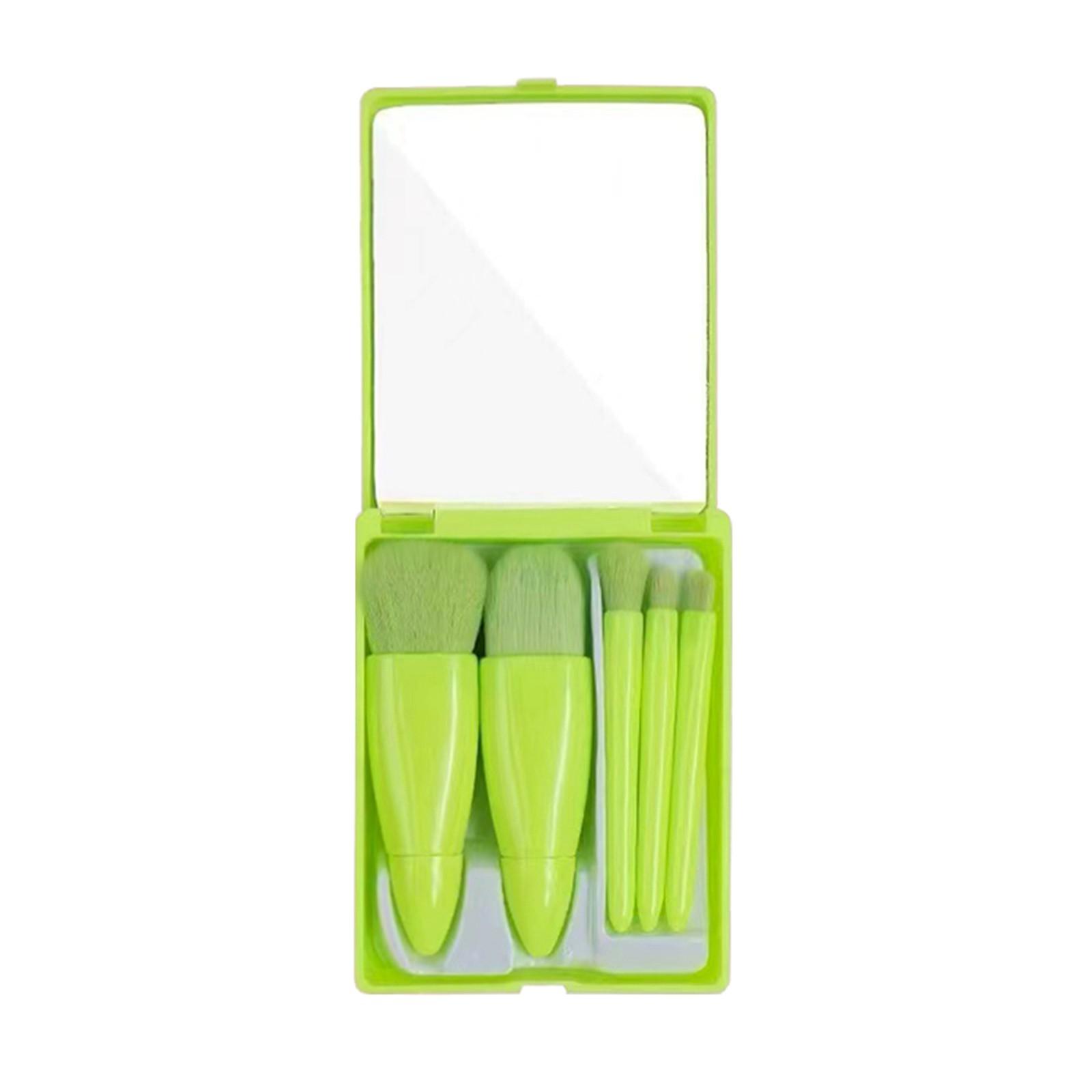 

Портативный дорожный набор из 5 кистей для макияжа с зеркалом, многофункциональная кисть One Size зелёный