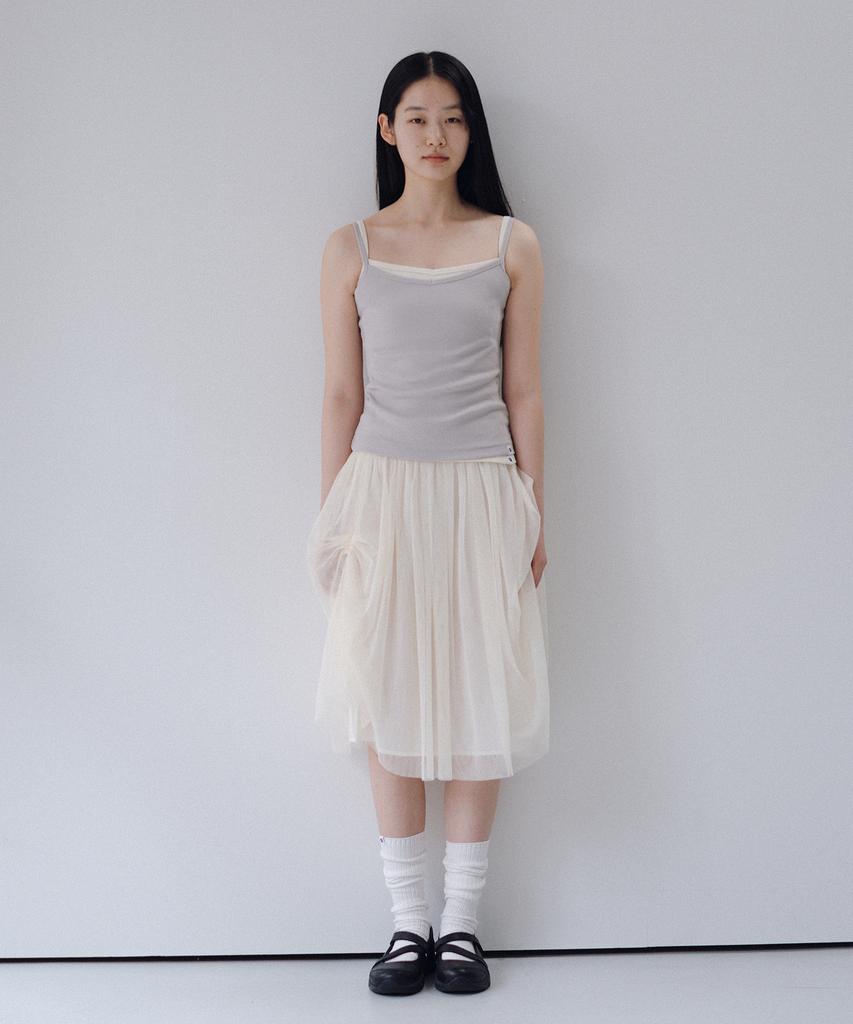 Ohesio Sheer Drape Banding Skirt, Ivory