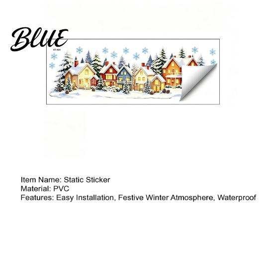 Holiday Glass Stickers Christmas Snow Village Static Window Cling Glowing Warm Scenery Sticker Reusable Party Decor for Glass Snowman House