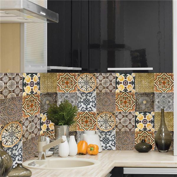 Waterdichte 3D Mandala Patroon Tegelstickers Keuken Badkamer Decoratie Zelfklevende Muur Meubelstickers Vloerbehang