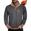 Autumn Winter Men's Casual Hoodie Long Sleeve Corduroy Fleece Stand Collar Loose Warm Sweatshirts Men