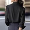 Women's Fashion Casual Solid-Colour Long-Sleeved Versatile Shirt Collared Blouse